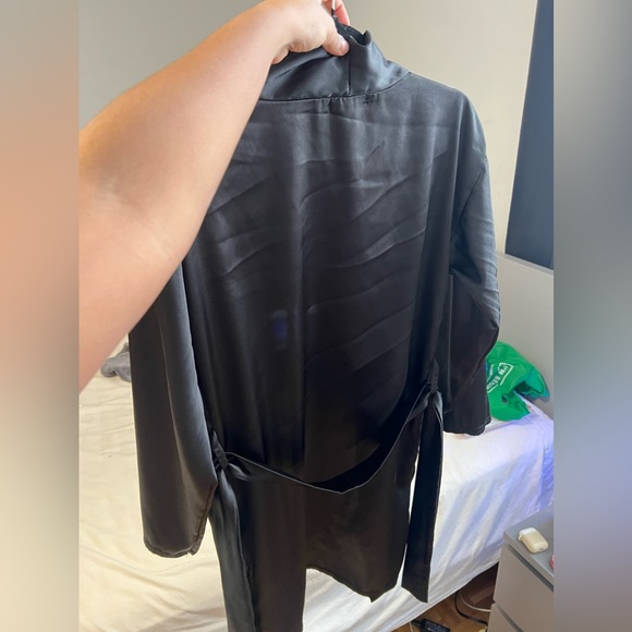 Black Satin Robe - Picture 3 of 6